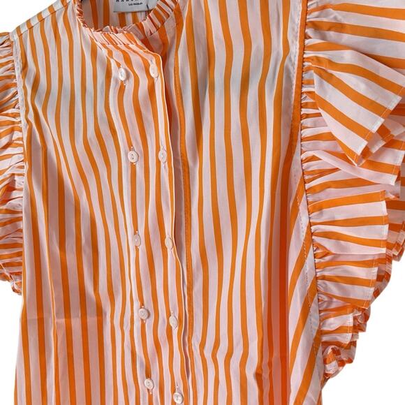 Harshman Estelle top striped ruffle XS NWT orange and white - Picture 5 of 7